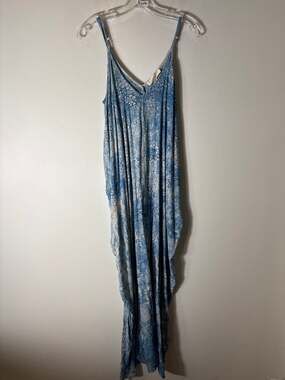 Lovestitch Blue and White Water Color Maxi Dress Sz S/M